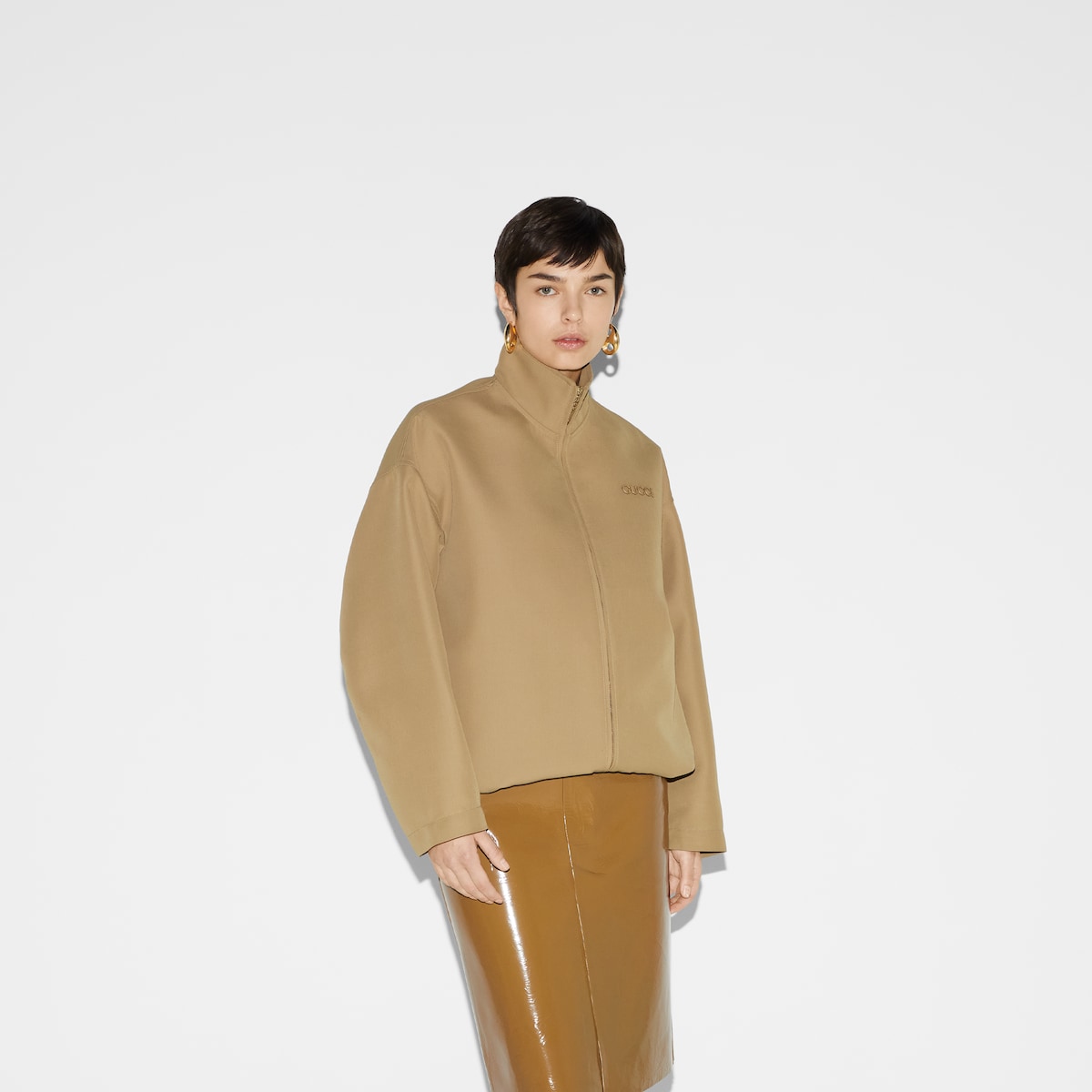 Acetate Gabardine bomber jacket