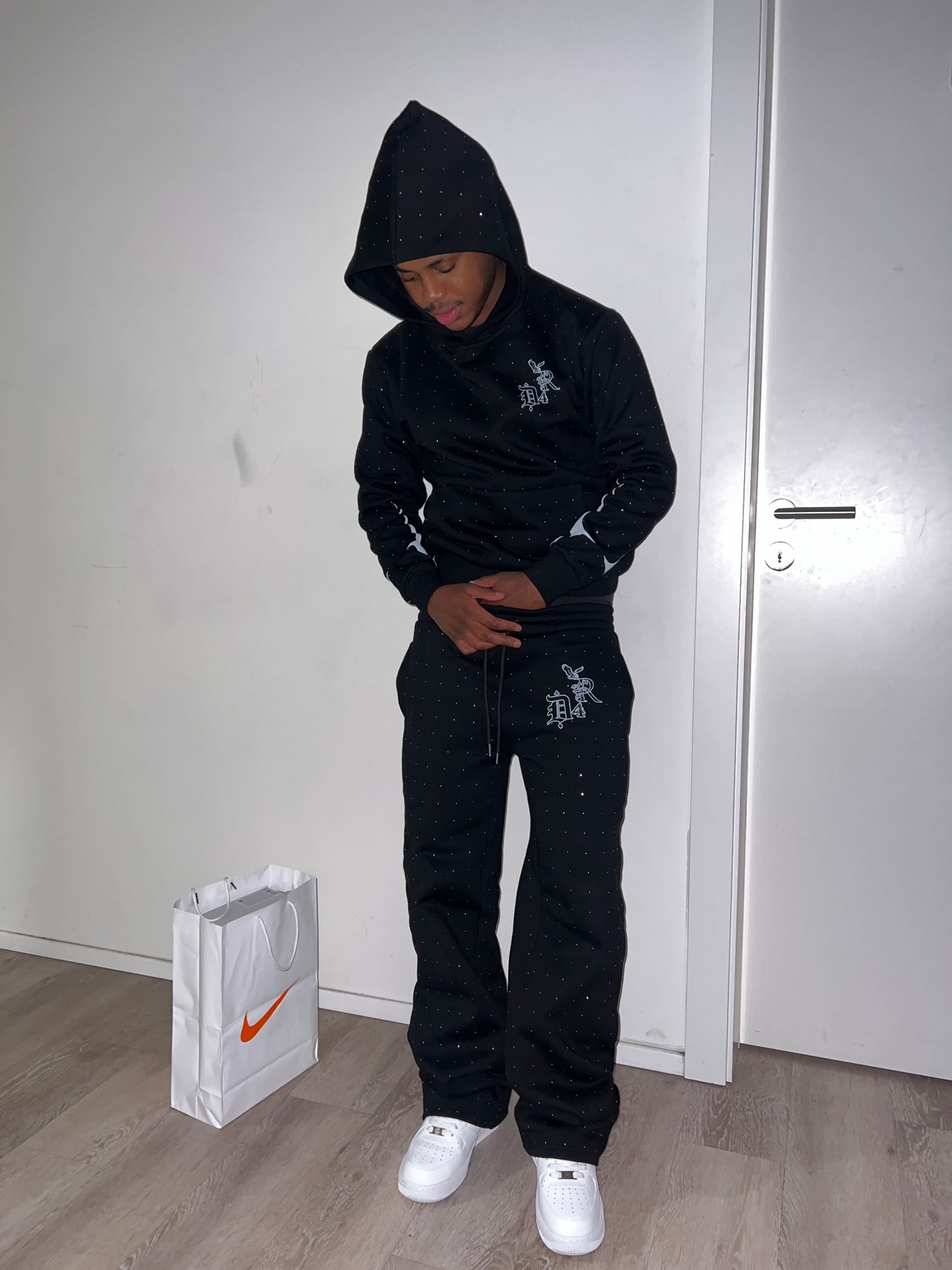 *Rhinestone Pants +Hoodie [Full Set]