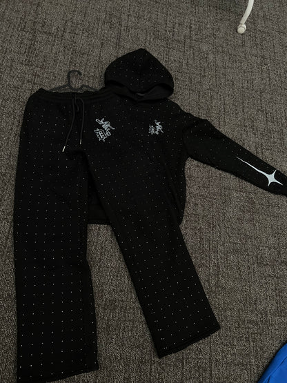 *Rhinestone Pants +Hoodie [Full Set]
